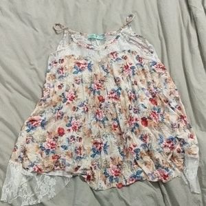 Floral tank with lace detail